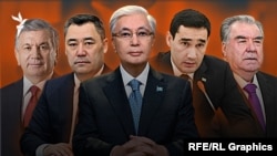 Коллаж. Раҳбарони панҷ кишвари Осиёи Марказӣ (аз чап ба рост): Шавкат Мирзиёев, Содир Ҷабборов, Қосимҷомарт Тоқаев, Сардор Бердимуҳаммадов ва Эмомалӣ Раҳмон