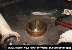 A rod of highly enriched uranium seen in the Ulba Metallurgical Plant in 1994