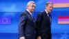 Belgium - Armenia's President Serzh Sargsyan (L) walks next to European Council President Donald Tusk after a joint news statement in Brussels, Belgium February 27, 2017