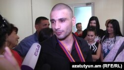 Член «Сасна црер» Ованнес Арутюнян в суде, Ереван, 15 июня 2018 г.