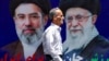 A man walks past a large banner depicting Iran's current Supreme Leader Ayatollah Mojtaba Khamenei and his predecessor and late father Ali Khamenei on a street in Tehran on May 6.