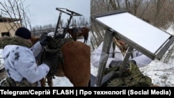 Російський військовий прилаштовує Starlink на коня