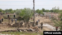  Дома, разрушенные в результате прорыва дамбы Сардобинского водохранилища.