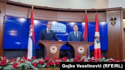 Vučić i Dodik na konferenciji za medije u Banjaluci.