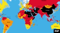 The 2017 World Press Freedom Index map compiled by Reporters Without Borders