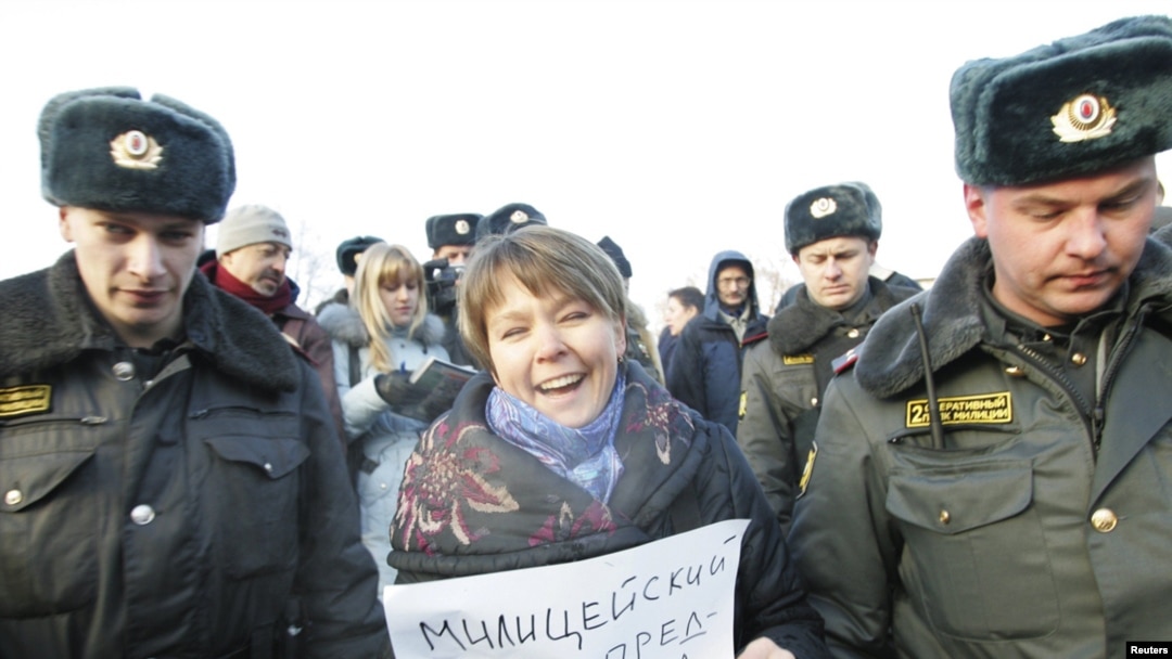 Interior Ministry officers detained Yevgenia Chirikova during a rally in Moscow last December. Now, she says, they are targeting her children.