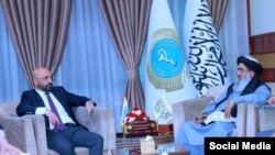 د طالبانو د حکومت د عامې روغتیا وزیر نورجلال جلالي او په کابل کې د ترکیې د سفارت شارژدافیر سادین اییلدیز
