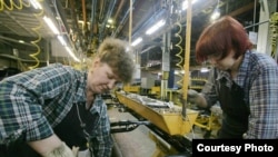 Russian women working at the AvtoVAZ car factory. "The public discourse is still about how...[women's] psychological differences from men prevent them from taking an equal part in society," says one gender studies scholar.