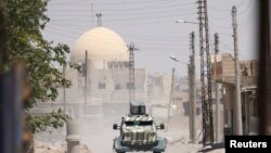 Syria -- A military vehicle of SDF in west of Raqqa province, June 18, 2017