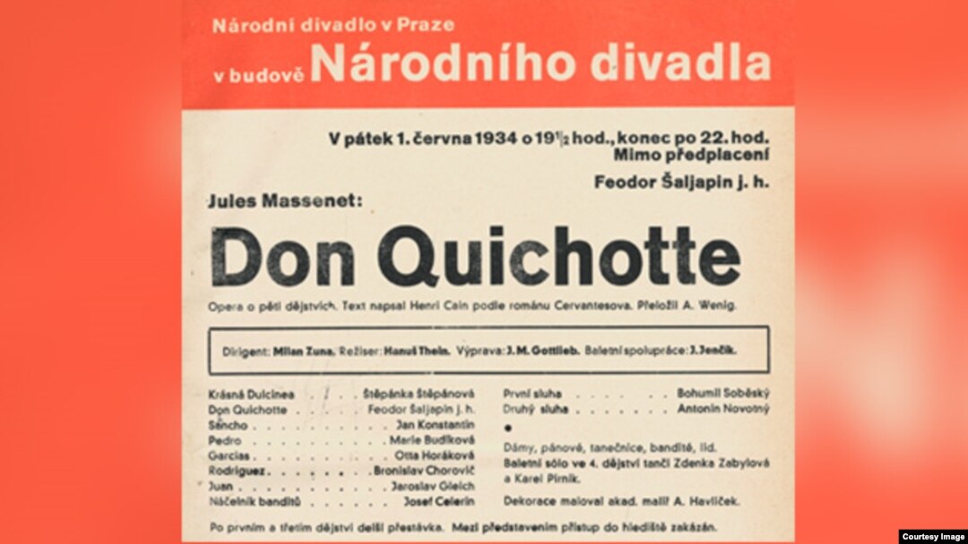 Фрагмент афиши пражского Народного театра. 1934 год. Из архива Народного театра