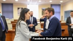 Gradonačelnica Sarajeva Benjamina Karić i gradonačelnik Mostara Marijo Kodrić na sastanku u Mostaru