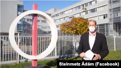 Steinmetz Ádám, a Jobbik képviselője sajtótájékoztatót tart az MTVA kiszivárgott hangfelvételei ügyében 2020. november 18-án