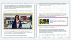 A video inserted as a direct embed (left) and a feature story inserted as a see also link (right).