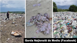 Colaj din imagini distribuite de pagina de Facebook Garda Națională de Mediu de la gunoiștea neautorizată de la Porumbeni, Criuleni