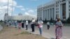 Protesters in front of the Prosecutor-General's Office in Nur-Sultan on June 28.