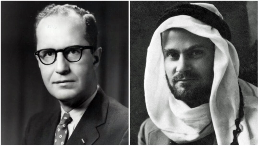 دونالد ویلبر (راست)؛ نویسنده گزارش ویلبر در مورد طرح سرنگونی مصدق، و کرمیت روزولت؛ رئیس اجرایی عملیات