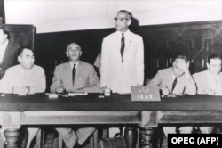 هیئت ایرانی به ریاست فؤاد روحانی در گقت‌وگوهای منجر به تأسیس اوپک در سپتامبر ۱۹۶۰