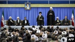 Իրանի նորընտիր նախագահ Հասան Ռոհանին ելույթ է ունենում իր երդմնակալության արարողության ժամանակ, Թեհրան, 4-ը օգոստոսի, 2013թ․