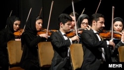 The Tehran Symphony Orchestra performs at the 27th Fajr International Music Festival in Tehran in February 2012.