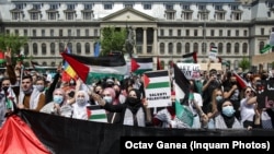 Protest față de atacurile lansate de Israrel împotriva Fâșiei Gaza, București, 15 mai 2021.