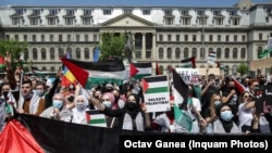 Protest pro-palestinian în București, 15 mai 2021. Apeluri la eliberarea teritoriilor și poporului palestinian.