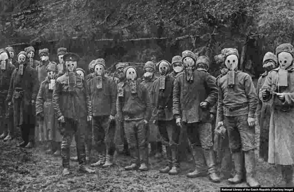 Czechs and Slovaks wearing Russian gas masks. After World War I broke out in 1914, thousands of Czechs and Slovaks living inside Russia heeded Masaryk&rsquo;s call to fight alongside Russians against the Central Powers, which included Austria-Hungary. 