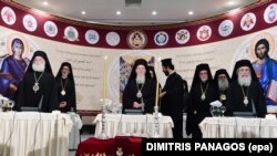 Patriarhl ecumenic Bartolomeu împreună cu șefii Bisericilor Ordodoxe la Înaltul și Marele Consiliu al Bisericilor Ortodoxe de la Iraclion, în Creta