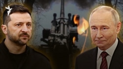 Ukrainian President Volodymyr Zelenskyy (left) and Russian President Vladimir Putin