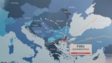 O hartă din 2020, sugerând rute pentru transportul de gaze de la terminalul LNG de la Alexandroupolis în Grecia către nordul Europei 