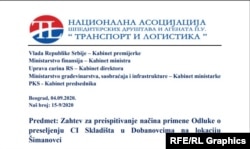 Dopis Nacionalne asocijacije špeditera