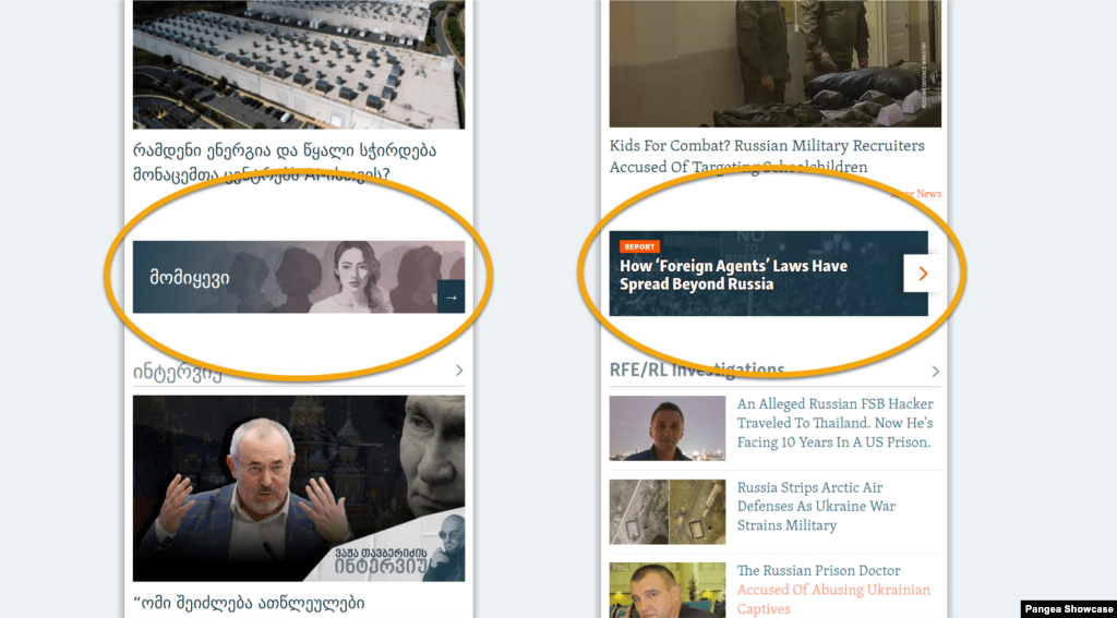 Banners promoting special projects on section pages. Both snippets are inserted as direct embeds on HTML widgets.