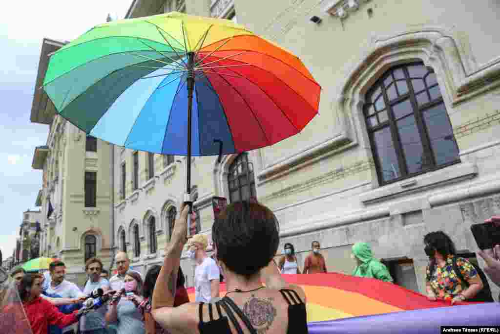 LGBTQ- Protest organized by ACCEPT Association, against the decision of banning the Bucharest Pride Parade 2021, Bucharest, Romania.