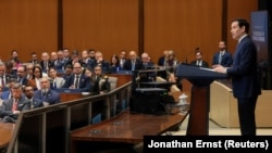 Američki državni sekretar Marco Rubio drži govor na početku ministarskog sastanka o političkom nasilju u State Departmentu u Washingtonu, 16. jula 2026. 