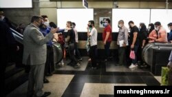 Iran's Deputy Health Minister Iraj Harirchi inspecting an underground (Metro) station in Tehran. August 4, 2020. 