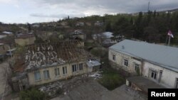 Nagorno-Karabakh -- An aerial view shows a settlement in Martakert district, which was affected by heavy fighting, April 4, 2016