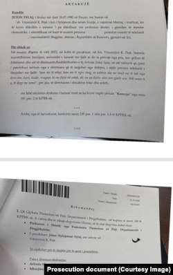 Aktakuza ndaj Jeton Sylës për kanosje ndaj bashkëshortes Arlinda Zekaj.

