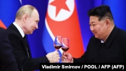 Владимир Путин и северокорейский диктатор Ким Чен Ын на встрече в Пхеньяне. 19 июня 2024 года