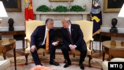 Donald Trump elnök és Orbán Viktor miniszterelnök találkozója a washingtoni Fehér Házban 2019. május 13-án.