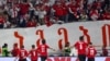 Грузінскія футбалісты сьвяткуюць перамогу над зборнай Грэцыі. Тбілісі, 26 сакавіка 2024 