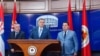 Bivši premijer RS Radovan Višković, bivši predsjednik Milorad Dodik i predsjednik entitetskog parlamenta Nenad Stevandić u Banjoj Luci, 12. 3. 2025.