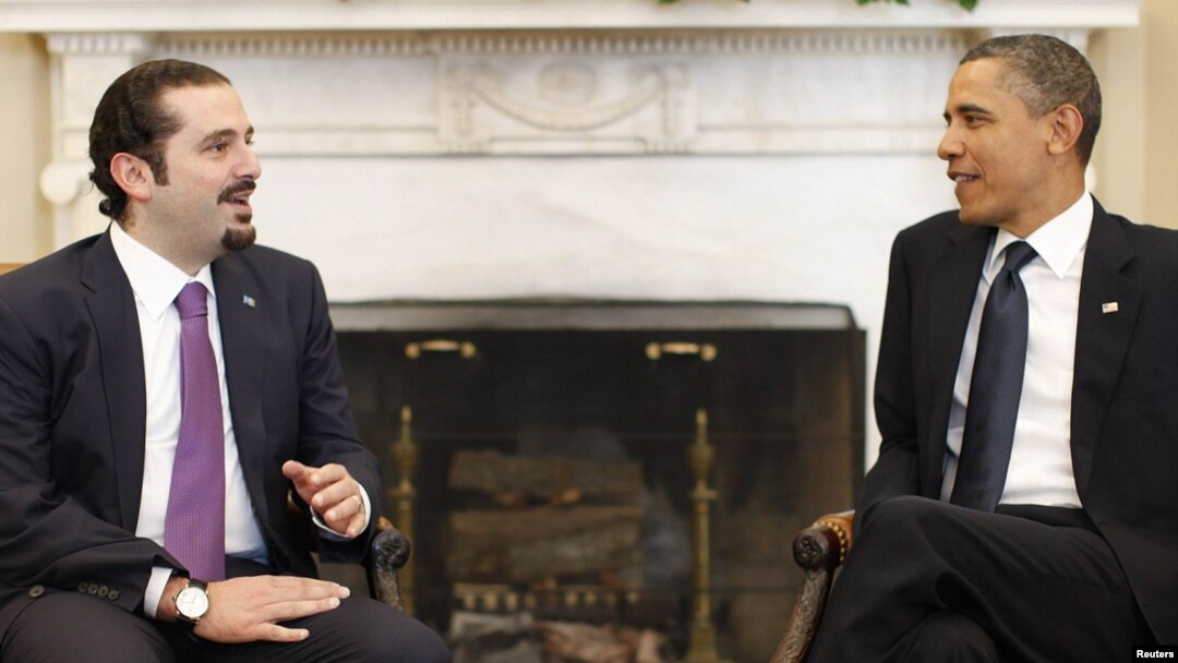 U.S. President Barack Obama (right) meets with Lebanon's Prime Minister Saad al-Hariri in Washington today.