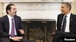 U.S. President Barack Obama (right) meets with Lebanon's Prime Minister Saad al-Hariri in Washington today.