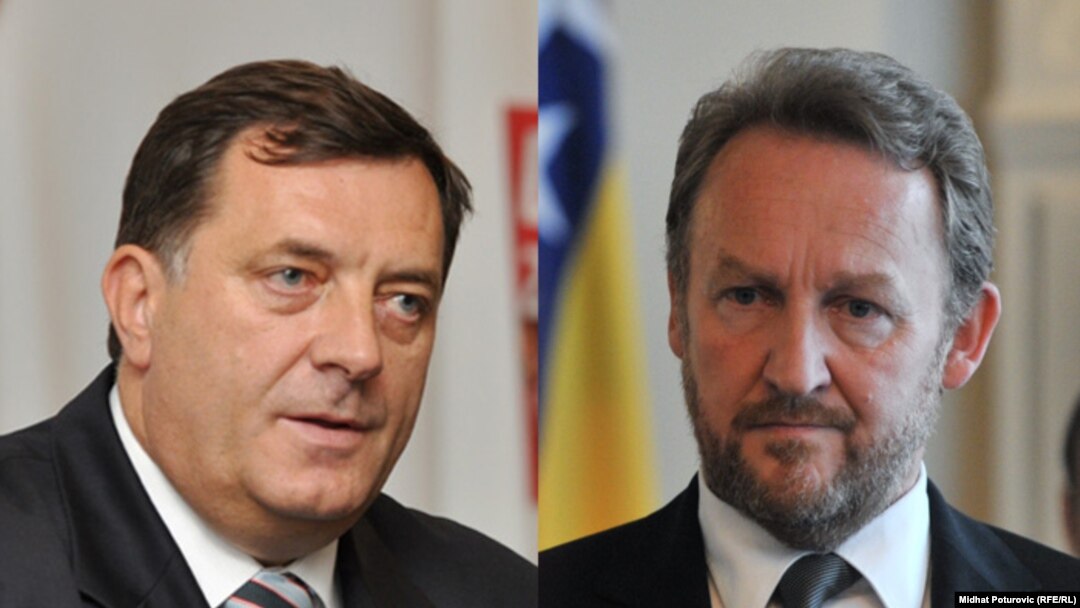 Milorad Dodik, president of Republika Srpska (left), and Bakir Izetbegovic, Bosniak member of the Presidency of Bosnia-Herzegovina, have engaged in a worringly similar war of words to that which launched the 1992-95 war.