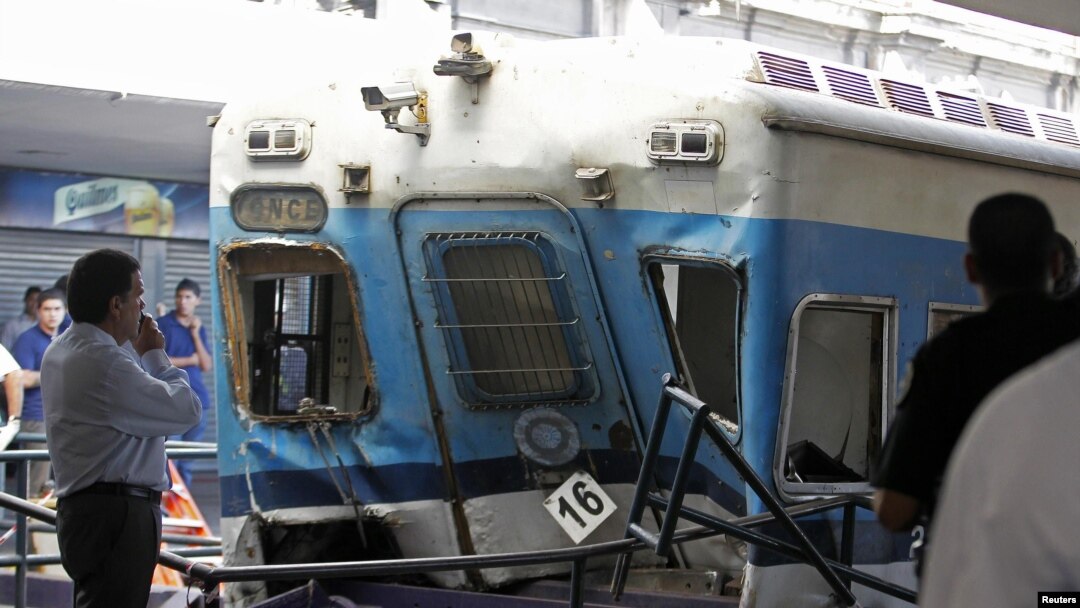 The commuter train crashed into the platform as it was coming into a station in Buenos Aires.