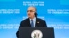 Iraqi Foreign Minister Mohammed Ali al-Hakim speaks at a gathering of foreign ministers aligned toward the defeat of Islamic State at the State Department in Washington, February 6, 2019