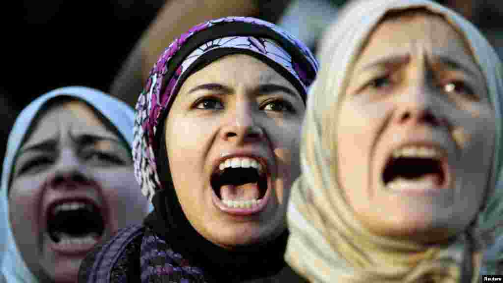 Demonstrators take part in a protest against the Egyptian Military Council on Tahrir Square in Cairo on January 20. (REUTERS/Mohamed Abd El-Ghany)