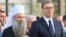 Porfirije (levo) i Vučić na proslavi Dana srpskog jedinstva, slobode i nacionalne zastave u Beogradu, septembar 2021.
