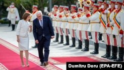 Președinta Maia Sandu (s) și omologul său german Frank-Walter Steinmeier (d), 29 septembrie, 2021