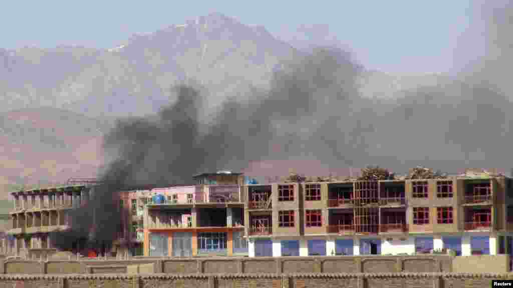 Smoke rises from the site of an attack in Paktia Province. (REUTERS)