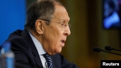 Russian Foreign Minister Lavrov holds a news conference, in Moscow